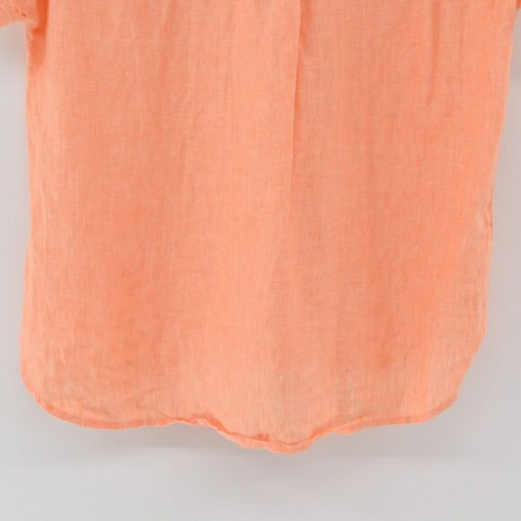 J CREW Top Womens Size 0 Orange Baird Mcnutt Irish Linen Boxy Pocket Blouse - Picture 7 of 13